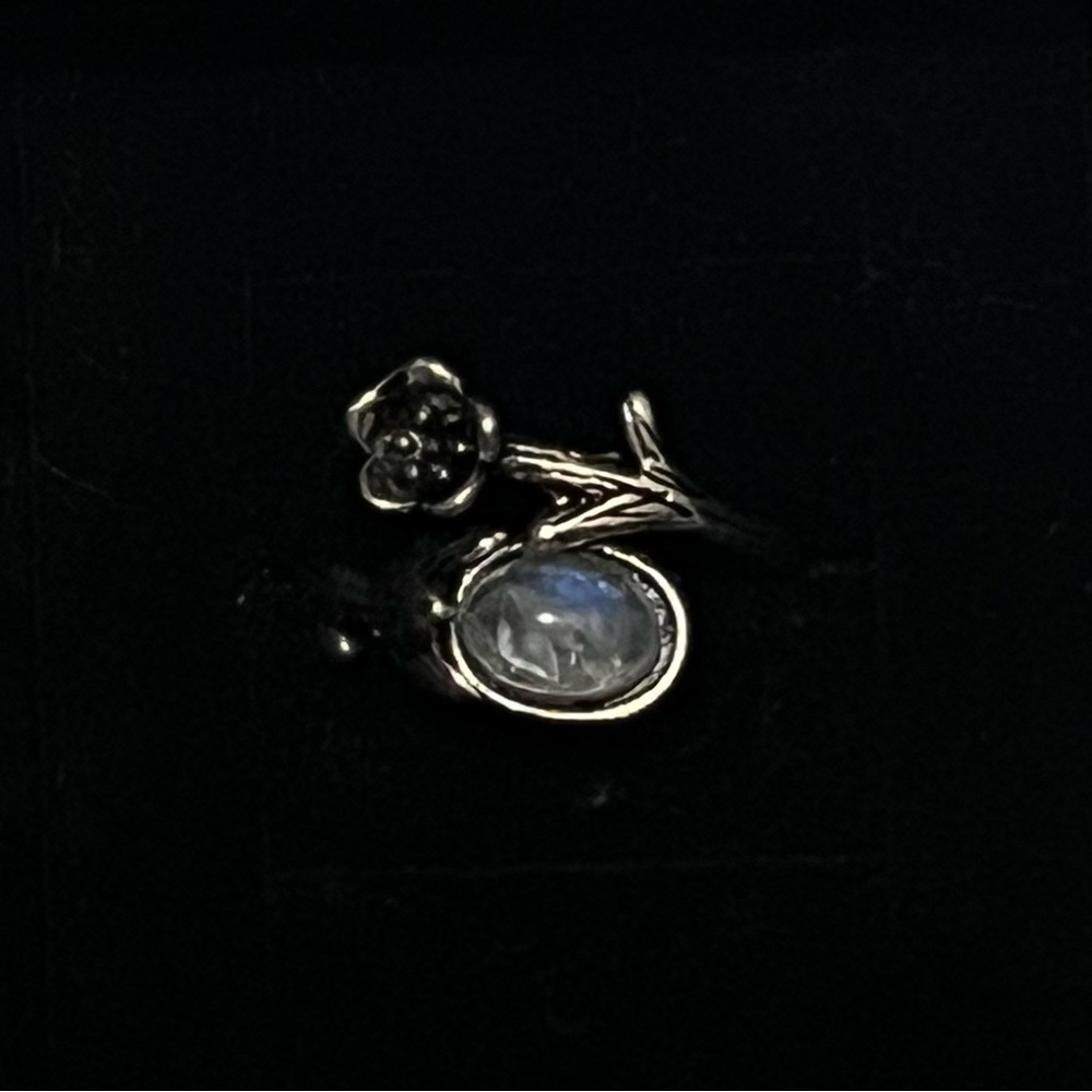 natural MOONSTONE flower adjustable ring. size 5-9